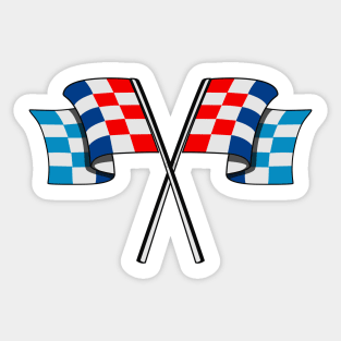 Checked racing car flag (Blue, Red, Light Blue Color) Sticker